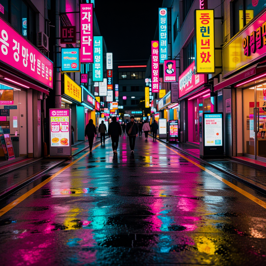 네온 빛의 도시 밤