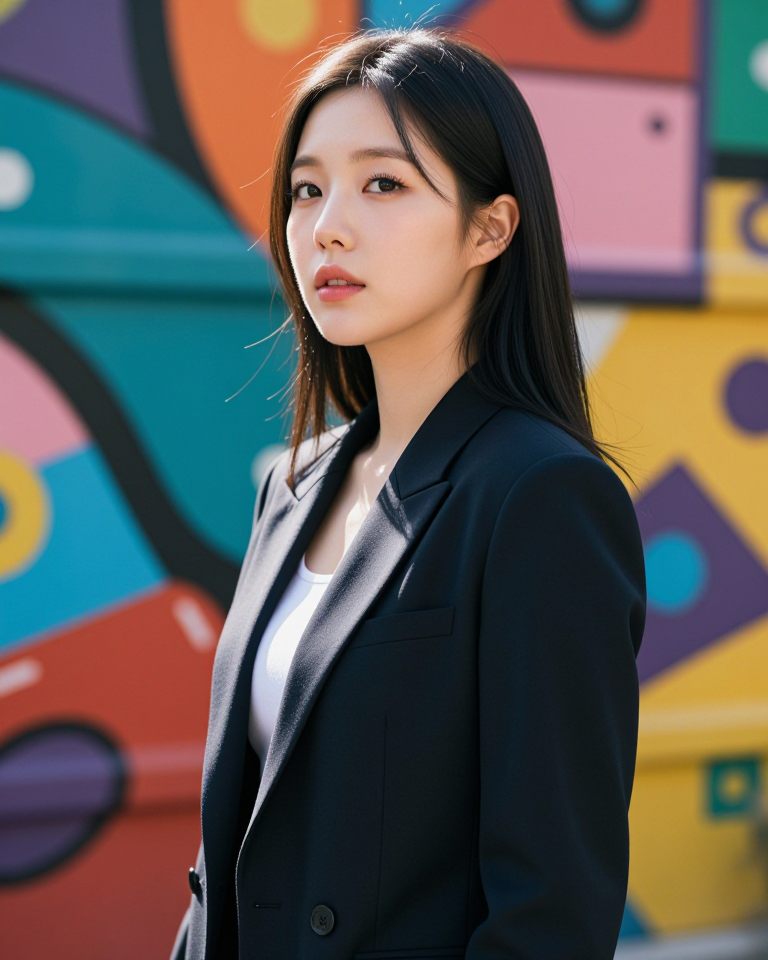 벽화 앞의 시선